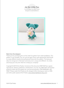 AMIGURUMI PATTERN/ tutorial (English) Amigurumi Fox - "Joi the Little Fox" pdf - US terminology