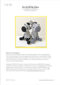 AMIGURUMI PATTERN/ tutorial (English) Amigurumi Zebra "Zoe the Stripy Zebra" pdf - US terminology