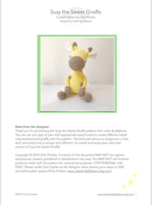 AMIGURUMI PATTERN/ tutorial (English) Amigurumi Giraffe "Suzy the Sweet Giraffe" pdf - US terminology