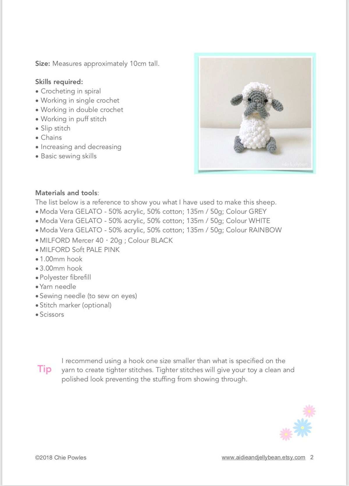 AMIGURUMI PATTERN/ tutorial (English) Amigurumi Sheep - "Jessie the Sheep" pdf - US terminology