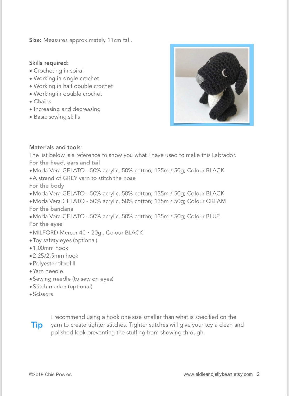 AMIGURUMI PATTERN/ tutorial (English) Amigurumi Labrador Dog - "May the Labrador Puppy" pdf - US terminology