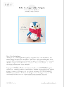 AMIGURUMI PATTERN/ tutorial (English) Amigurumi Penguin - "Felix the Happy Little Penguin" pdf - US terminology