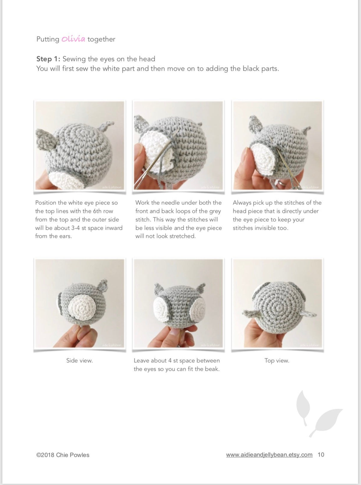 AMIGURUMI PATTERN/ tutorial (English) Amigurumi Owl - "Olivia the Little Owl" pdf - US terminology