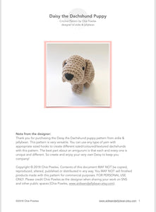 AMIGURUMI PATTERN/ tutorial (English) Amigurumi Dachshund Dog - "Daisy the Dachshund Puppy" pdf - US terminology