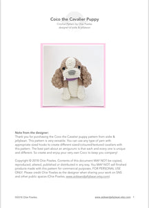 AMIGURUMI PATTERN/ tutorial (English) Amigurumi Cavalier Dog - "Coco the Cavalier Puppy" pdf - US terminology