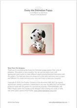 Load image into Gallery viewer, AMIGURUMI PATTERN/ tutorial (English) Amigurumi Dalmatian Dog - &quot;Dusty the Dalmatian Puppy&quot; pdf - US terminology
