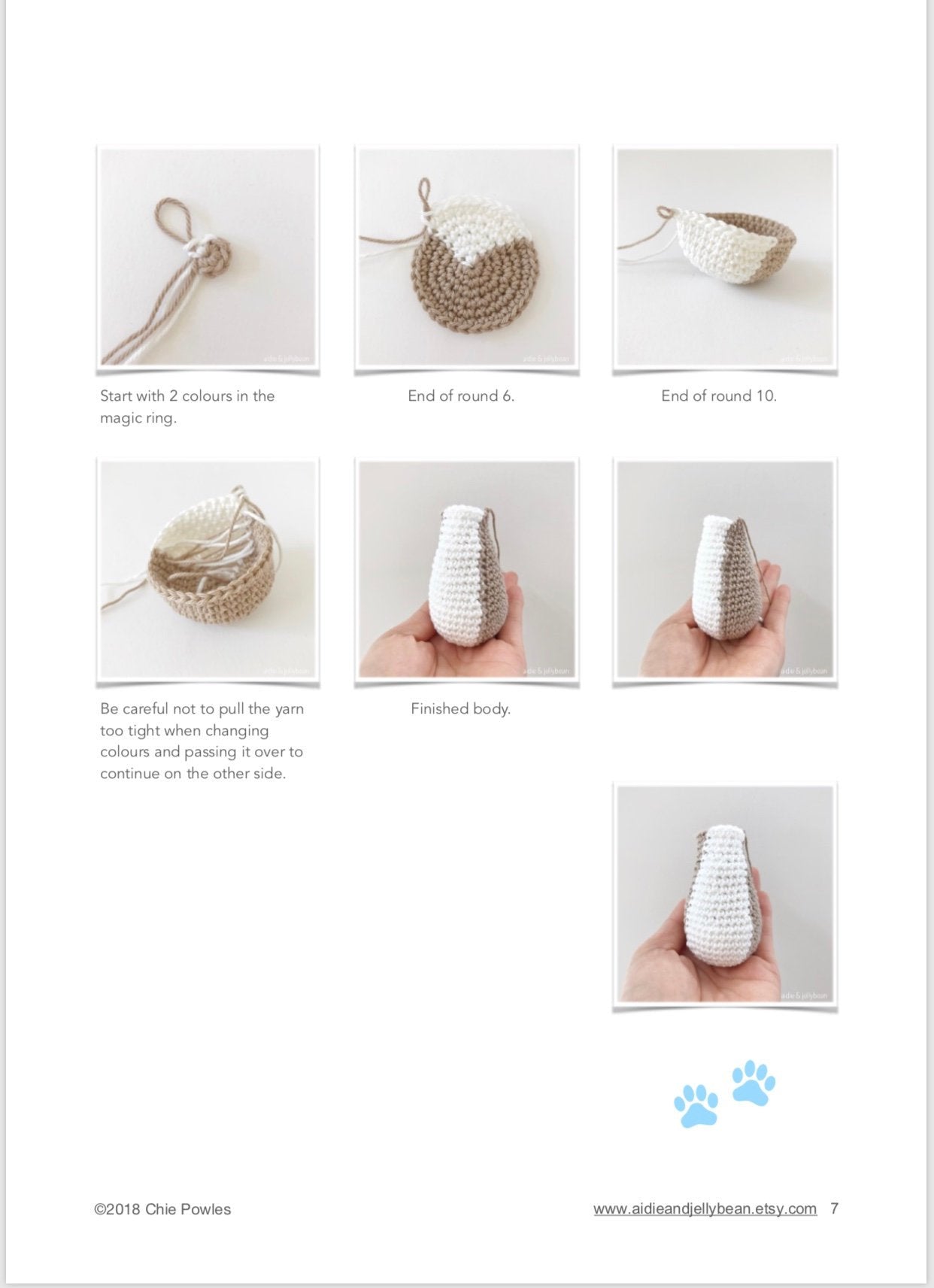 AMIGURUMI PATTERN/ tutorial (English) Amigurumi Beagle Dog - "Bailey the Beagle Puppy" pdf - US terminology