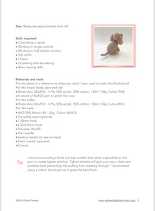 AMIGURUMI PATTERN/ tutorial (English) Amigurumi Dachshund Dog - "Daisy the Dachshund Puppy" pdf - US terminology