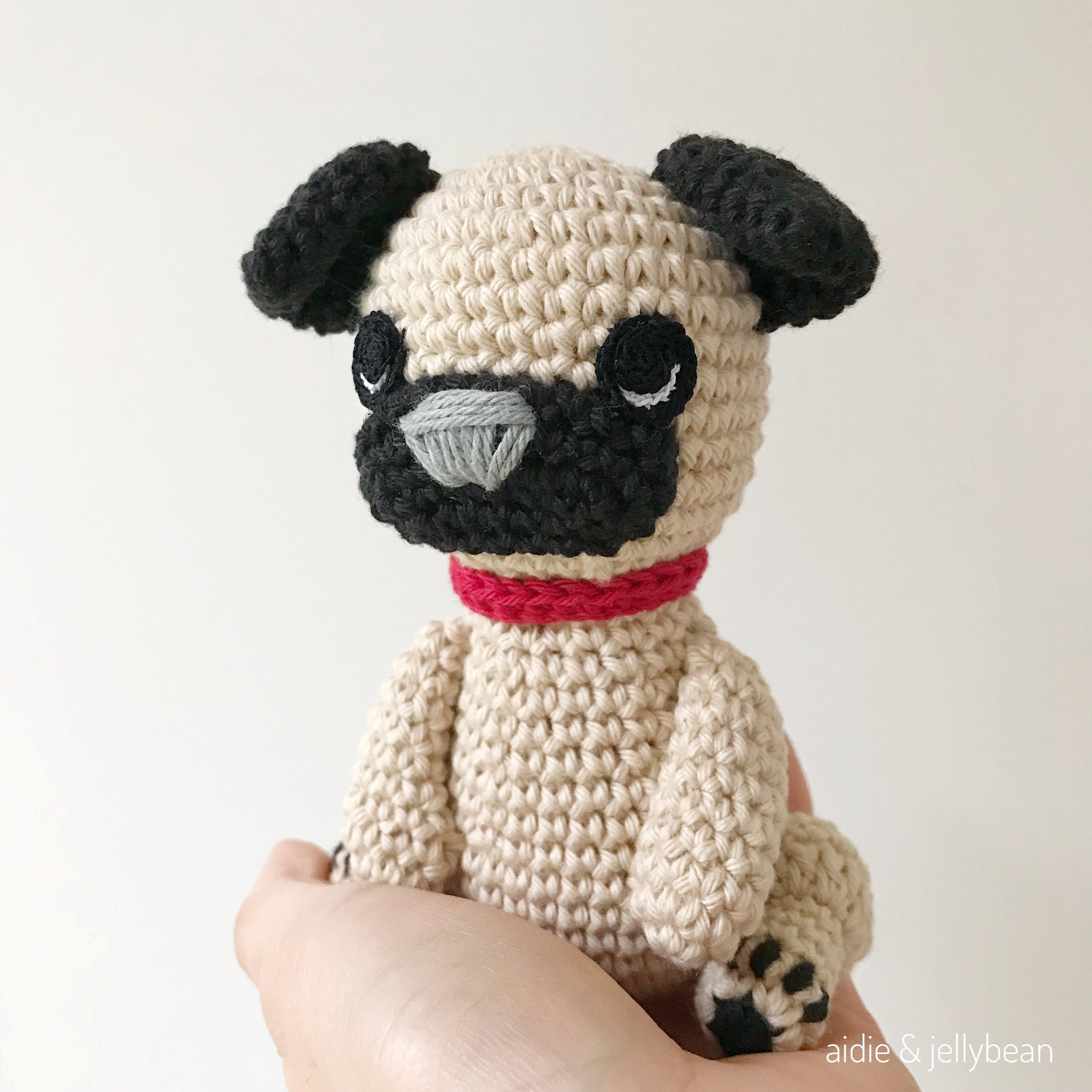 AMIGURUMI PATTERN/ tutorial (English) Amigurumi Pug Dog - "Ollie the Pug Puppy" pdf - US terminology