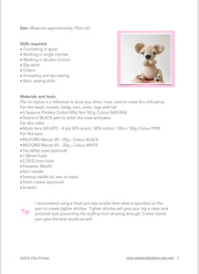 AMIGURUMI PATTERN/ tutorial (English) Amigurumi Chihuahua Dog - "Bella the Chihuahua Puppy" pdf - US terminology
