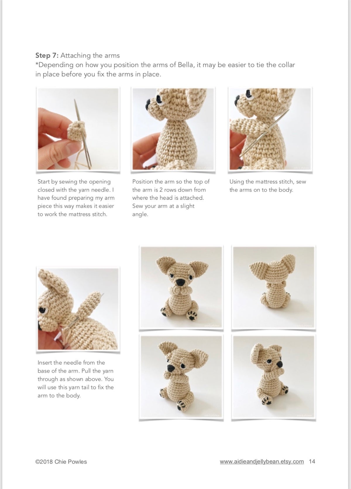 AMIGURUMI PATTERN/ tutorial (English) Amigurumi Chihuahua Dog - "Bella the Chihuahua Puppy" pdf - US terminology