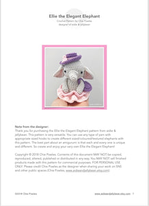AMIGURUMI PATTERN/ tutorial (English) Amigurumi Elephant - "Ellie the Elegant Elephant" pdf - US terminology
