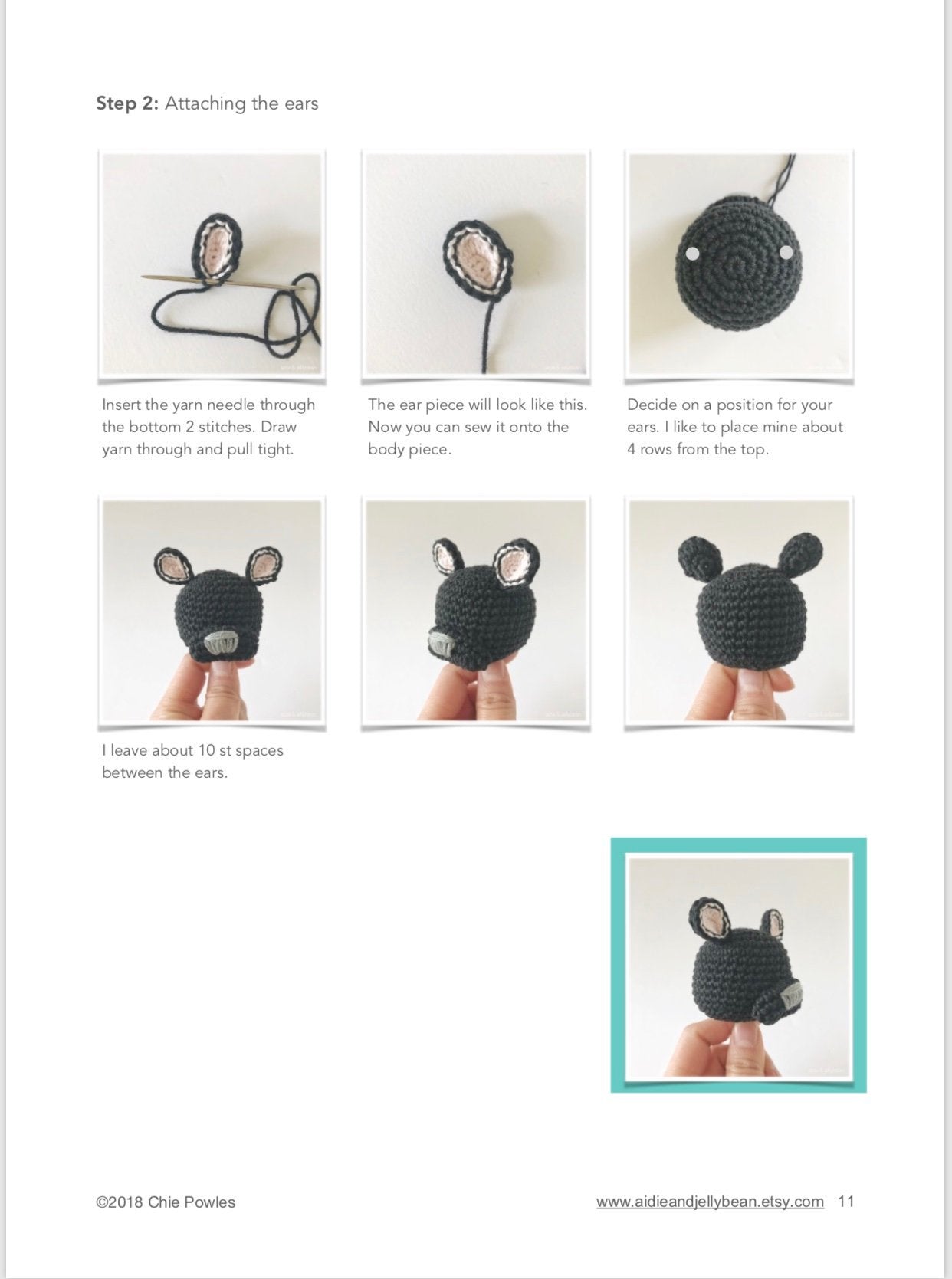 AMIGURUMI PATTERN/ tutorial (English) Amigurumi French Bulldog - "Frankie the French Bulldog Puppy" pdf - US terminology