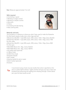 AMIGURUMI PATTERN/ tutorial (English) Amigurumi Rottweiler Dog - "Rex the Rottweiler Puppy" pdf - US terminology