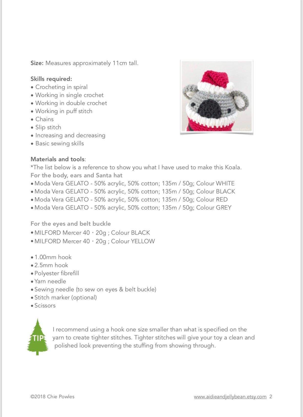 AMIGURUMI PATTERN/ tutorial (English) Amigurumi Koala Santa "Egg Shaped Animals - Koala Santa" pdf - US terminology